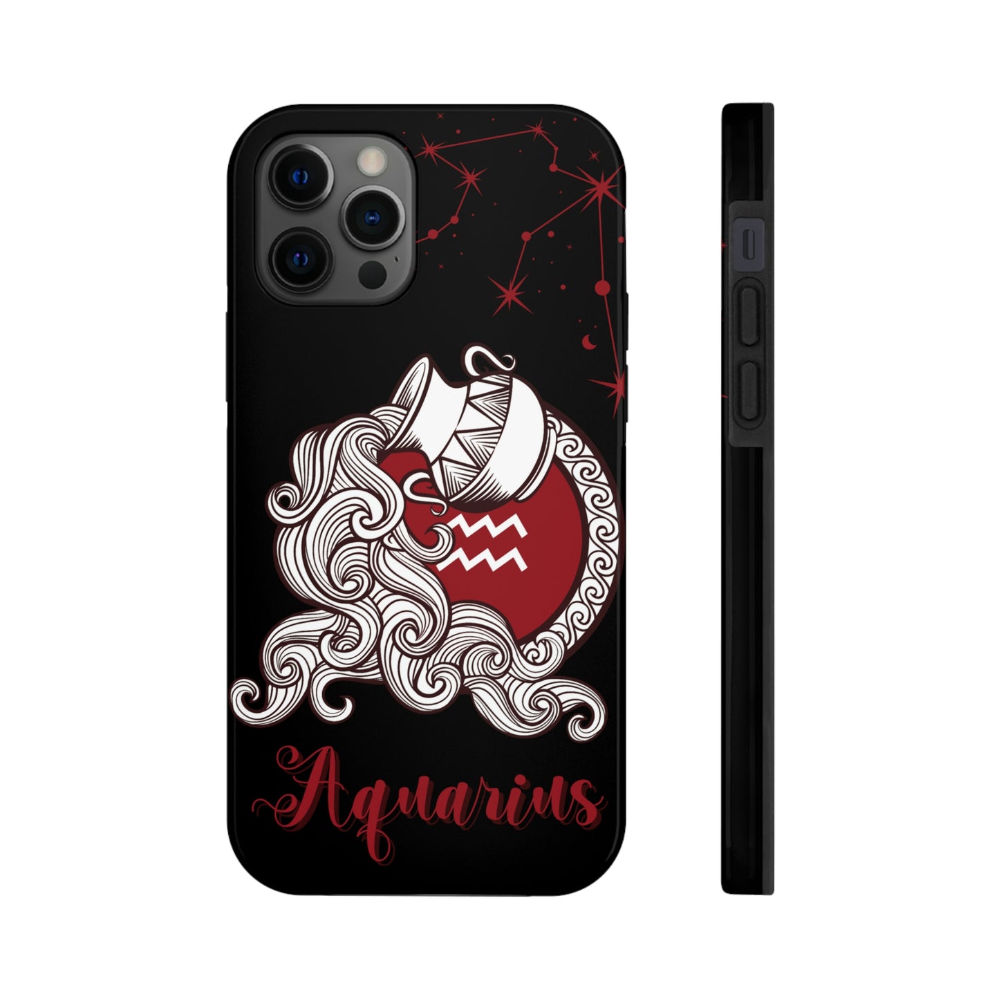 Aquarius black & maroon/ Tough Phone Case/ Zodiac