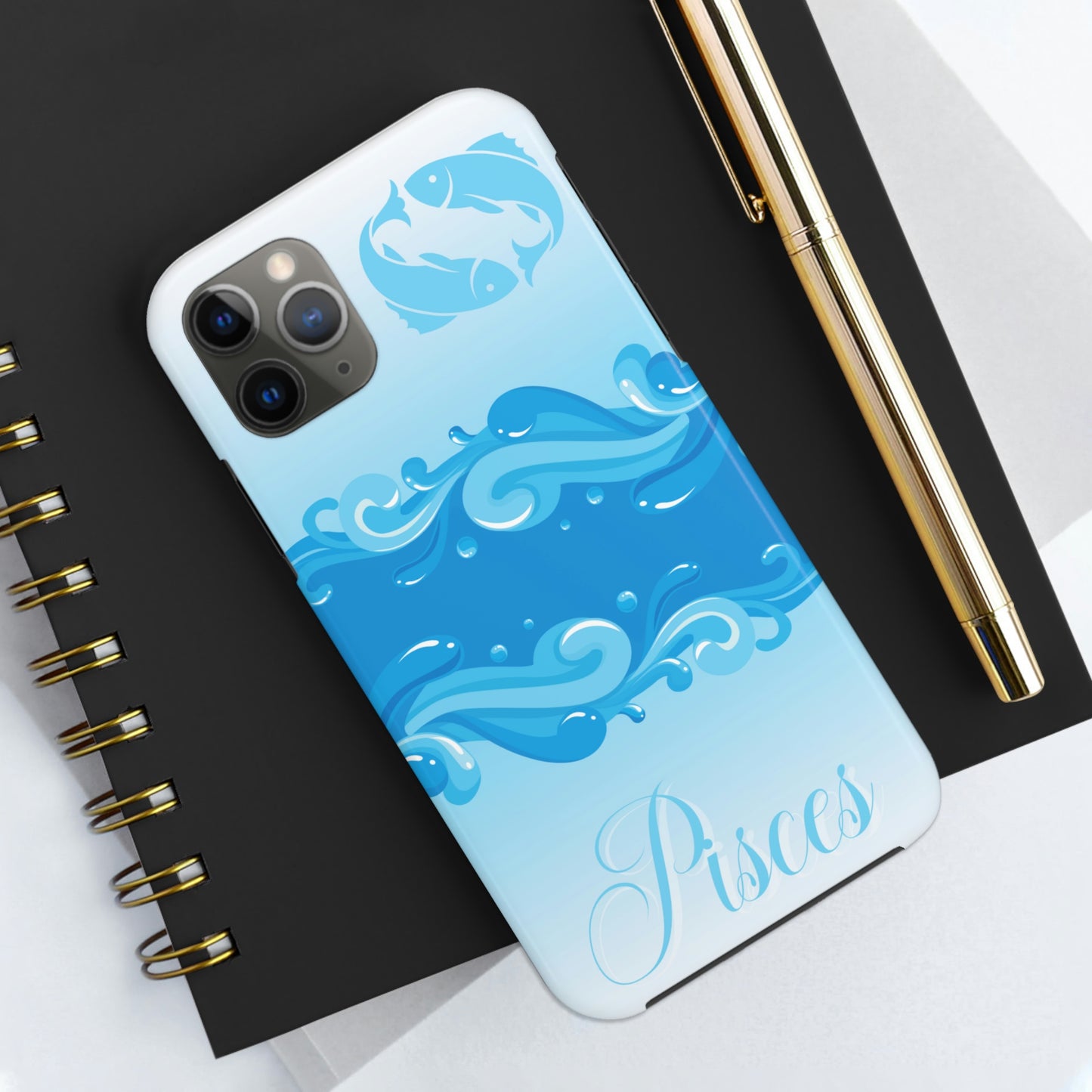 Pisces blue & white/ Tough IPhone case/ Zodiac