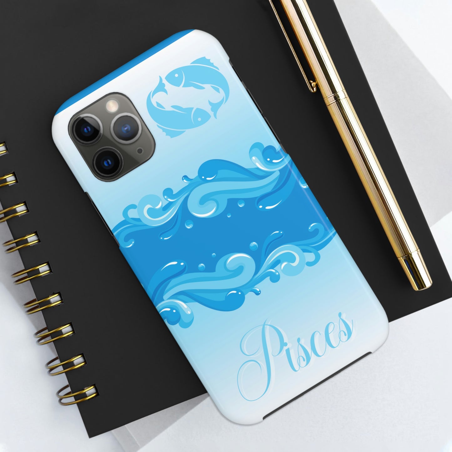 Pisces blue & white/ Tough IPhone case/ Zodiac