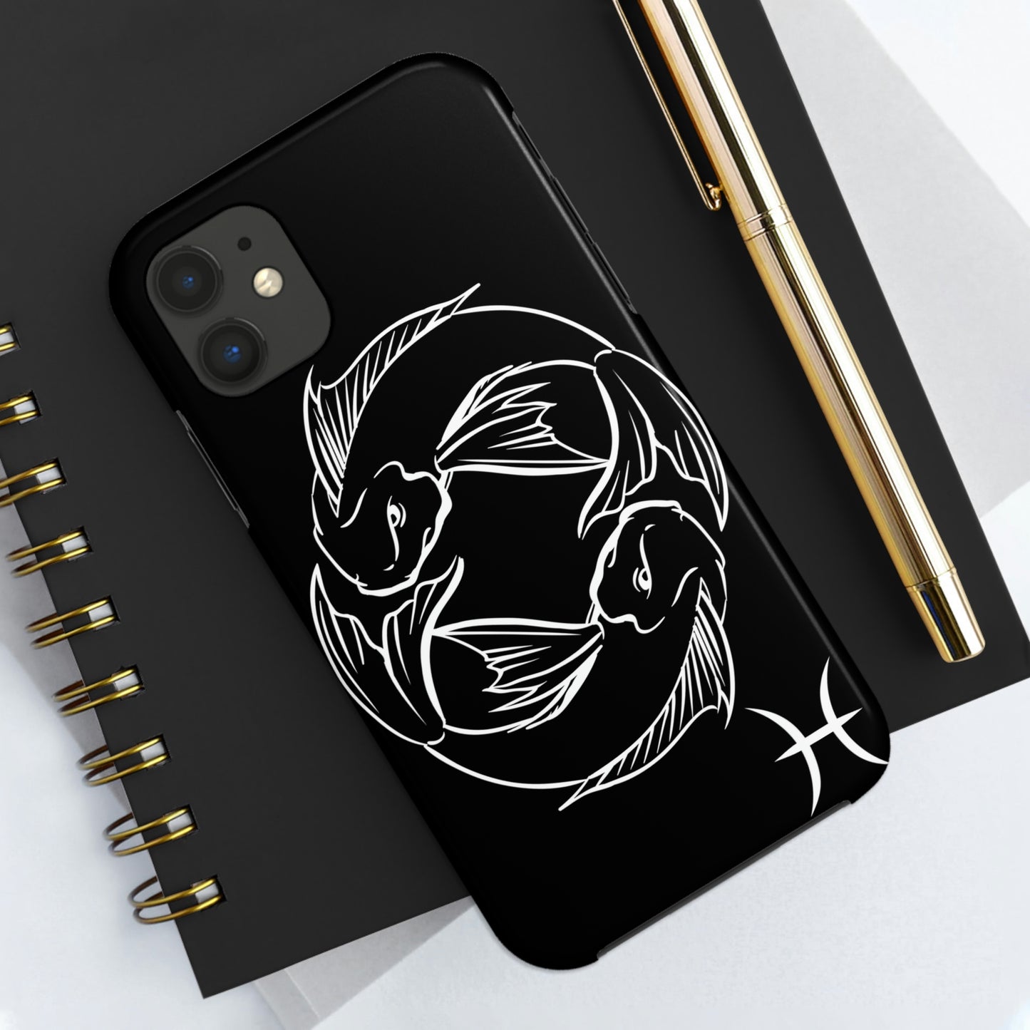 Pisces zodiac black & white/ Tough IPhone Case/ Zodiac