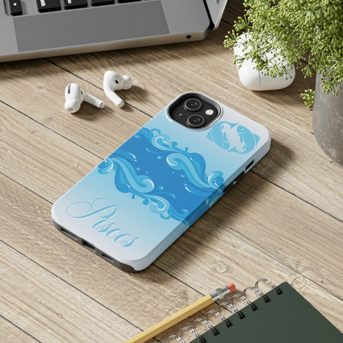 Pisces blue & white/ Tough IPhone case/ Zodiac