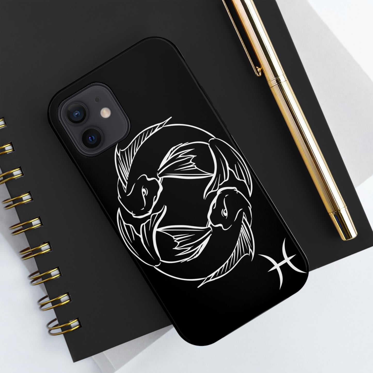 Pisces zodiac black & white/ Tough IPhone Case/ Zodiac