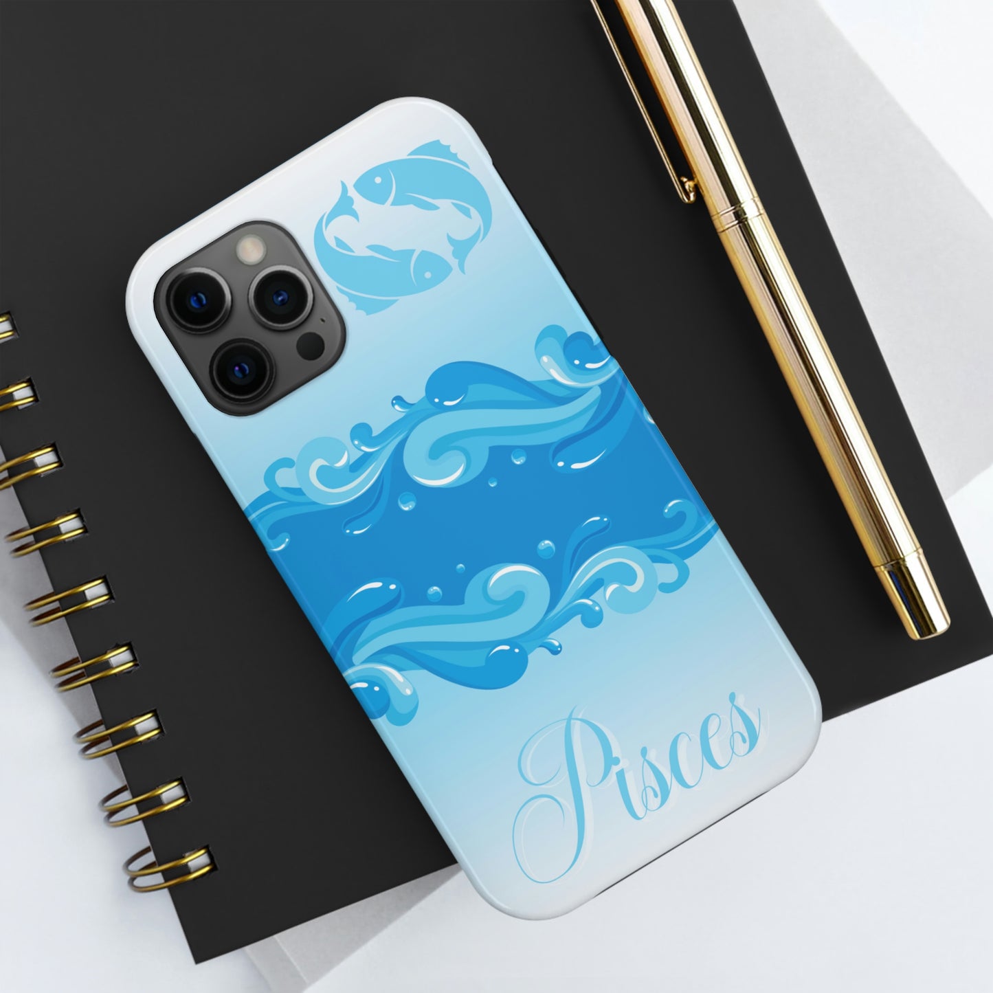 Pisces blue & white/ Tough IPhone case/ Zodiac