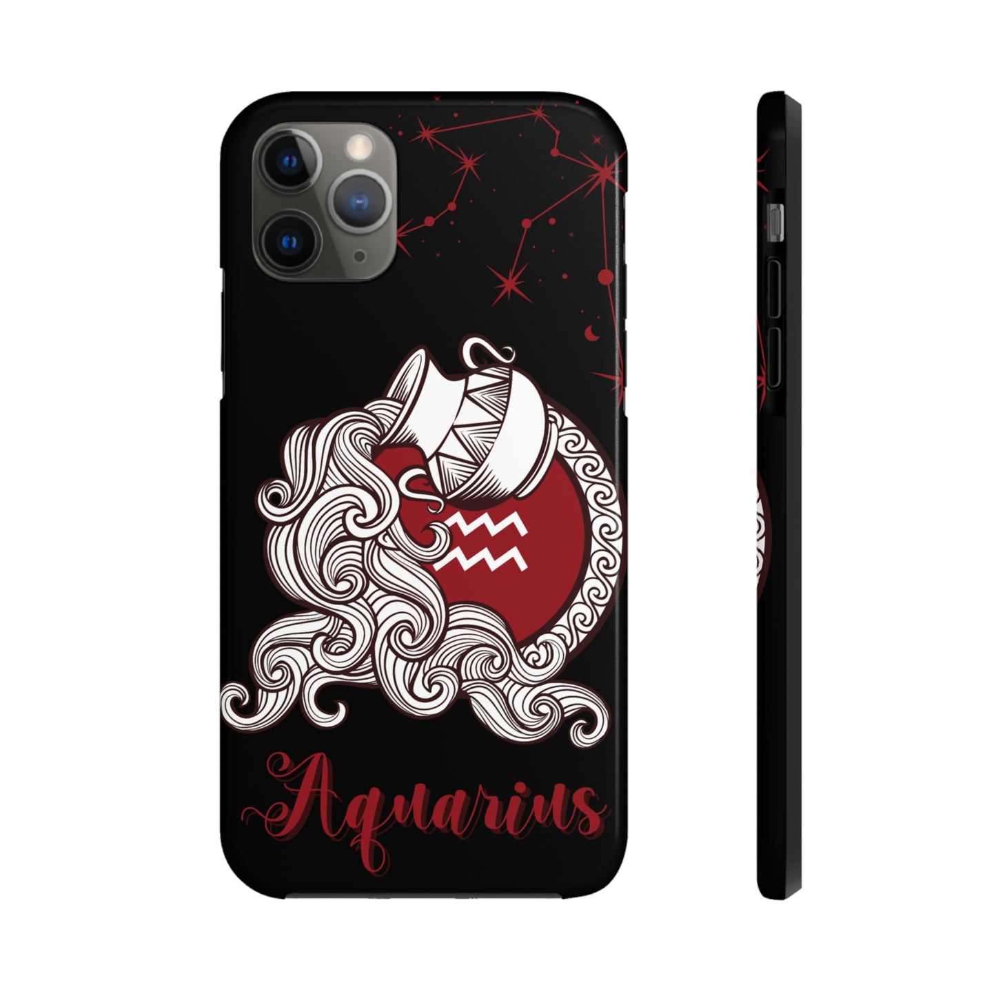 Aquarius black & maroon/ Tough Phone Case/ Zodiac