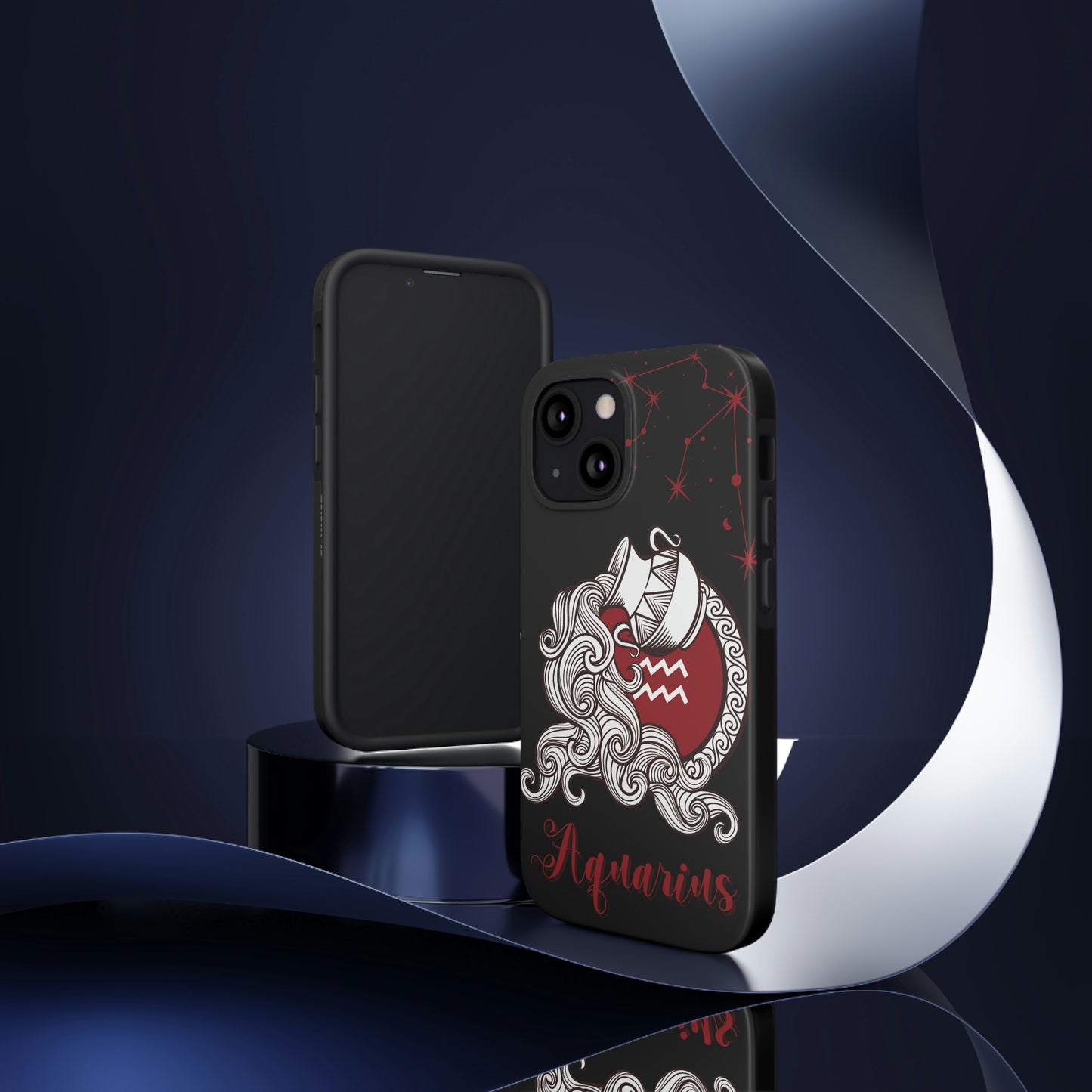 Aquarius black & maroon/ Tough Phone Case/ Zodiac