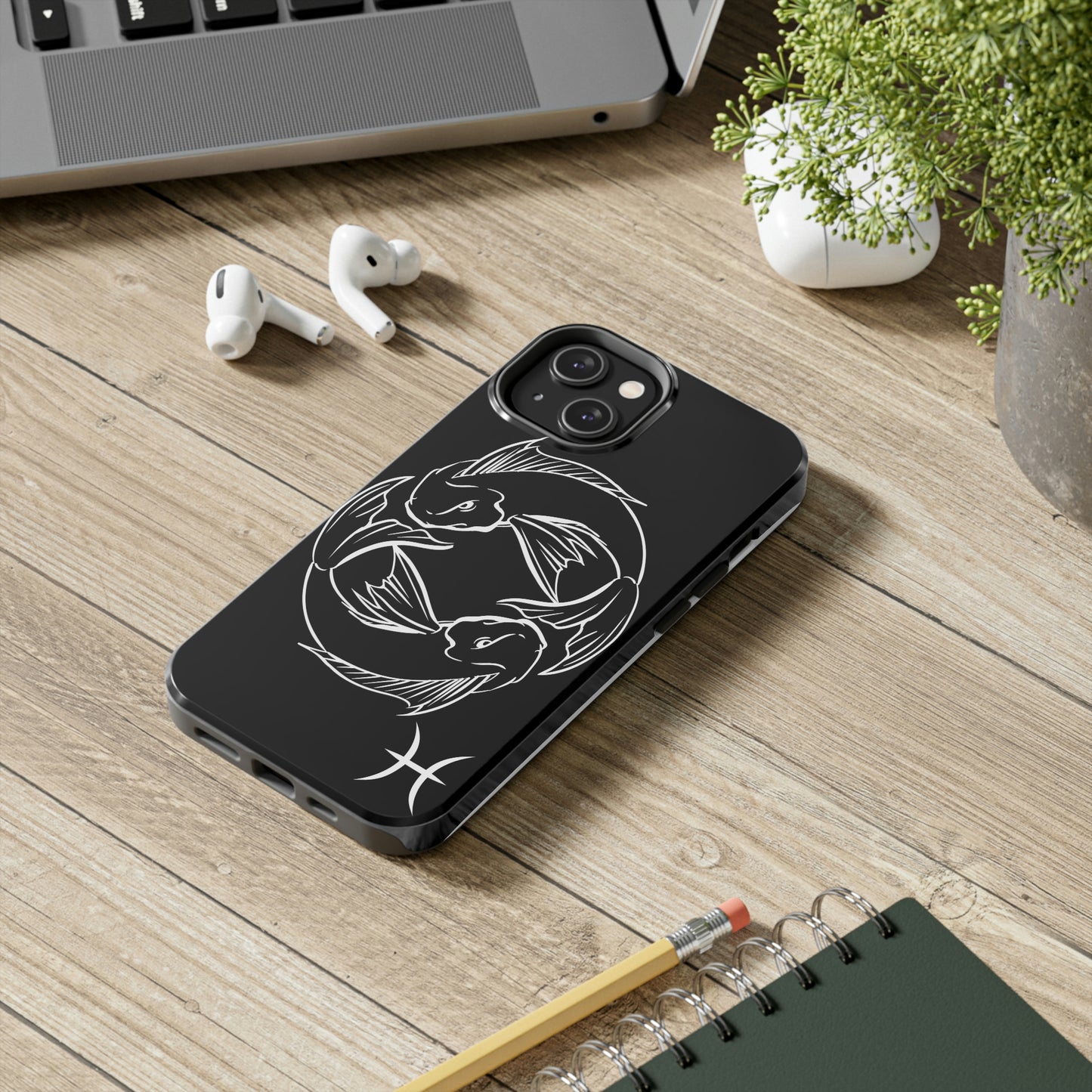 Pisces zodiac black & white/ Tough IPhone Case/ Zodiac