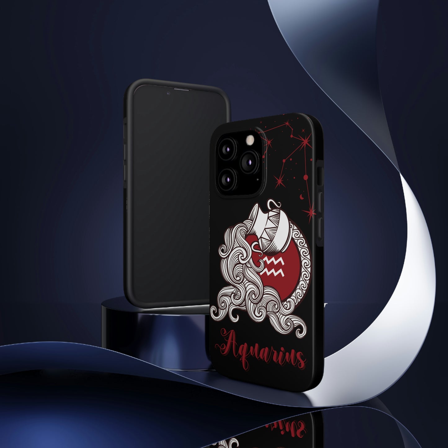 Aquarius black & maroon/ Tough Phone Case/ Zodiac