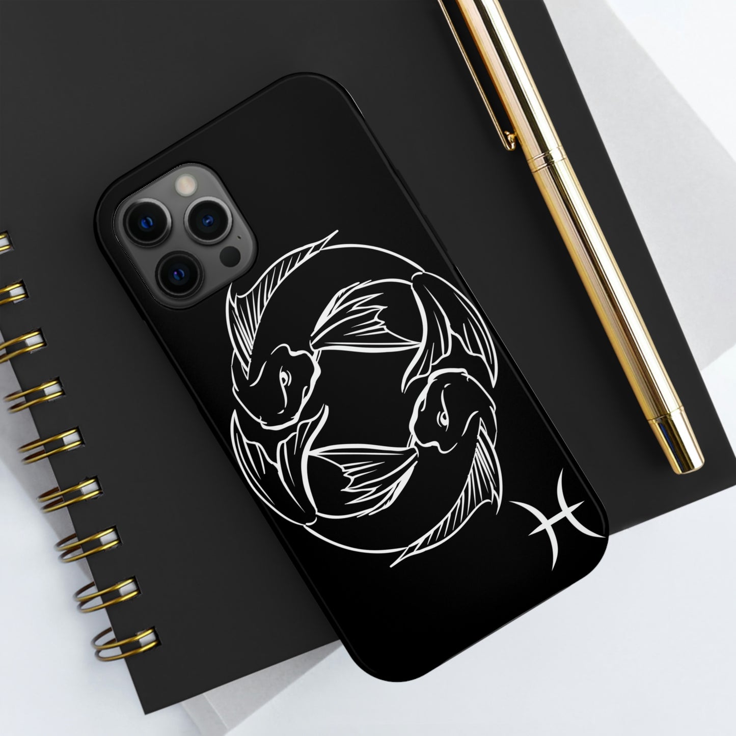 Pisces zodiac black & white/ Tough IPhone Case/ Zodiac