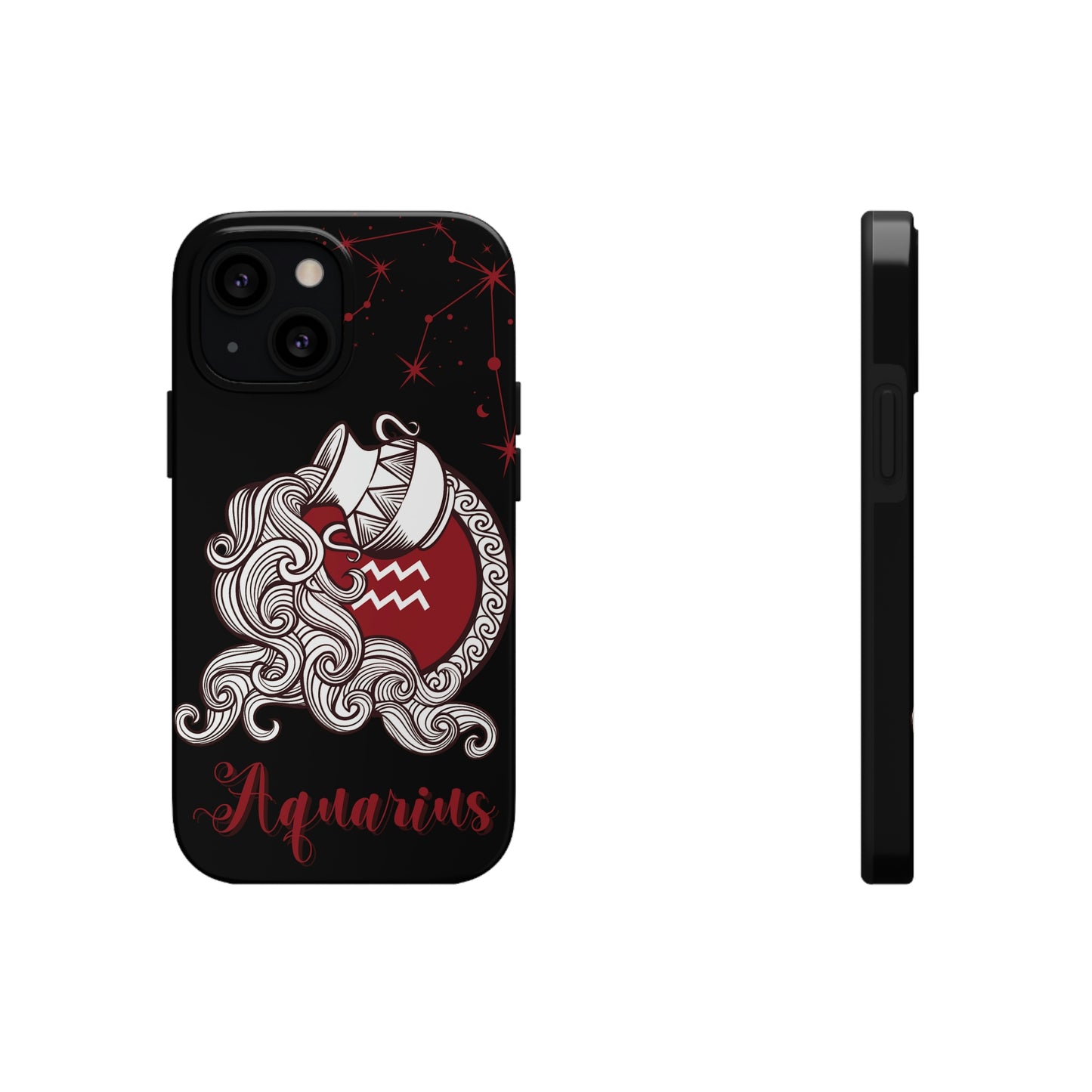 Aquarius black & maroon/ Tough Phone Case/ Zodiac