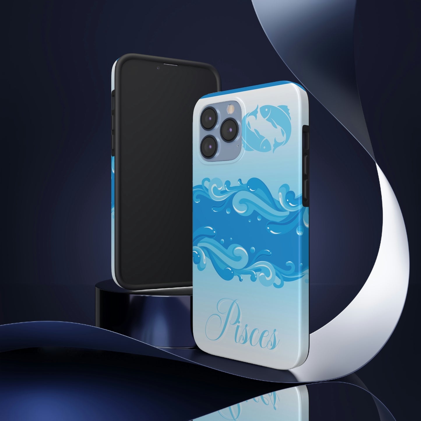 Pisces blue & white/ Tough IPhone case/ Zodiac