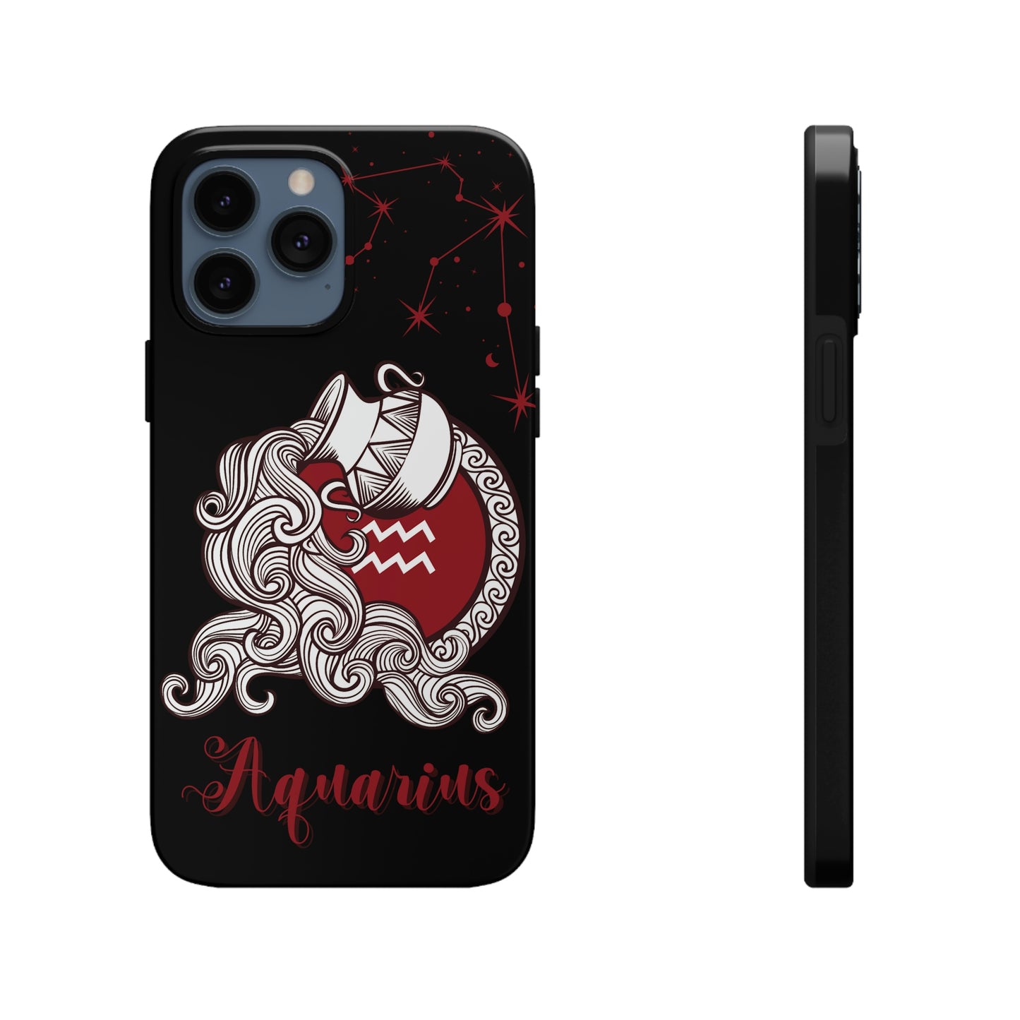 Aquarius black & maroon/ Tough Phone Case/ Zodiac